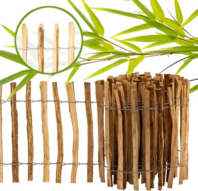 Productafbeelding van Geïmpregneerde Houten Stakethek - 12 Maten, 50 cm Hoog, 5 m Lang, Kastanjehek voor Tuin, Vijvers en Percelen