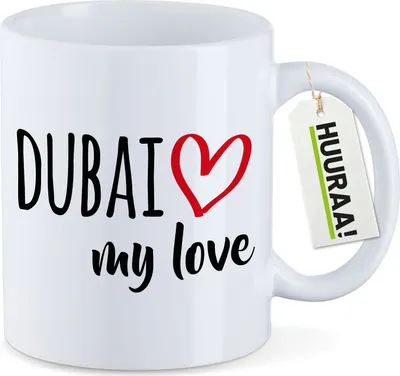 Produktbild von Huuraa Kaffeetasse Dubai my love 330ml Weiß Keramik Kaffeebecher Geschenkidee
