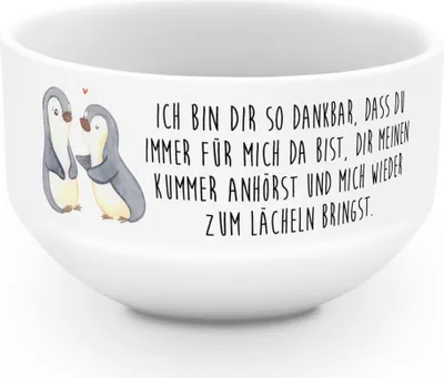 Produktbild von Mr. & Mrs. Panda schale Pinguine trösten - Weiß - Geschenk, dessertschale, Ehefrau, Mitbringsel, Schüssel, Snackschale, Hochzeitstag, Jahrestag, Valentinstag, Obstschale