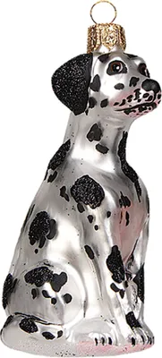Produktbild von Christbaumschmuck Glas Hund Dalmatiner 8cm schwarz / weiß