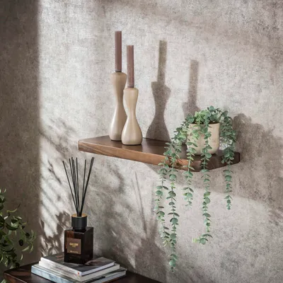 Produktbild von Hoyz Collection – Wandregal Carve 60 cm – Massives Akazienholz Braun