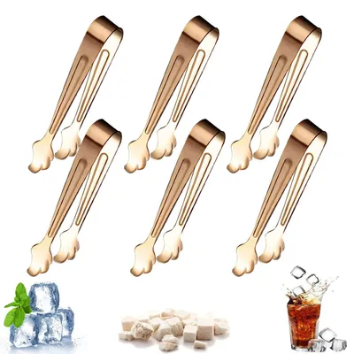 Produktbild von Set aus 6 Zucker- und Servierzangen aus Edelstahl in Roségold
