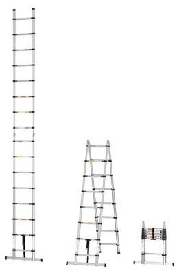 Obrázek produktu pro Teleskopická žebřík, nastavitelná výška, kompaktní design, 2,5 m + 2,5 m