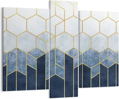 Produktbild von Bild auf Leinwand - Leinwandbild - 3 Teile - Abstraktion Figuren Geometrisch - 95x80cm - Wand Bild - Wanddeko - Wandbilder - Leinwanddruck - Bilder - Wanddekoration - Leinwand bilder - CB95x80-5135