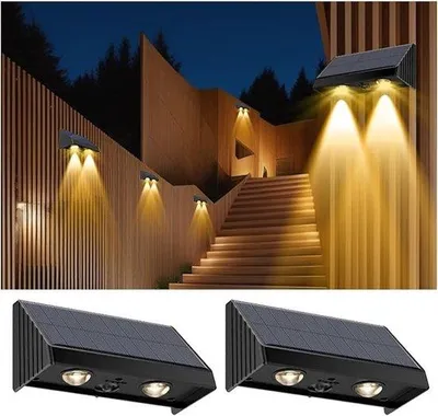 Immagine prodotto di Lampada da parete a energia solare per la terrazza, illuminazione solare per il cancello del giardino, lampada a energia solare per la recinzione - luce calda
