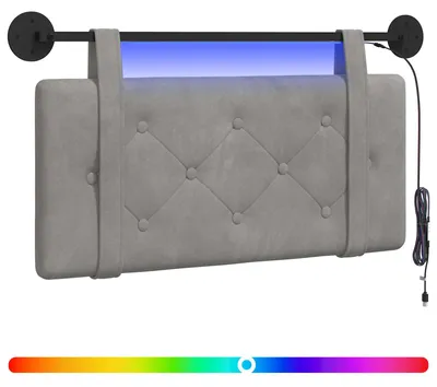 Produktbild von Hängendes Kopfteil Mit LED Licht Hellgrau Samt