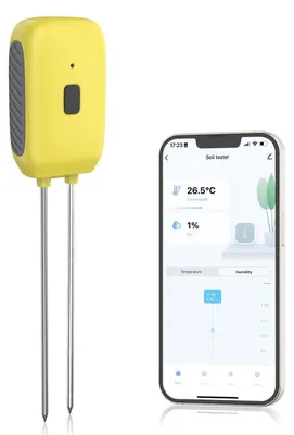 Produktbild von Smarter Bodenfeuchtesensor mit App, Bodenfeuchtigkeit und Temperatur Messgerät, IP55 Pflanzensensor für Innen- und Außenpflanzen