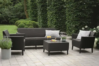 Produktbild von KETER Salemo 3-Sitzer-Gartenmöbel-Set, Graphit, 236634