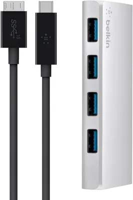 Image de Belkin Hub USB 3.0 4 ports avec câble USB-C, argenté F4U088vf