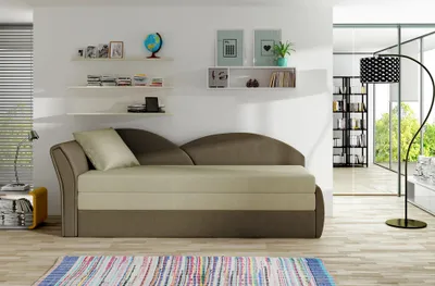 Obrázek produktu pro Rozkládací válenda s úložným prostorem 80x180 RESTARA - béžová / tmavě hnědá, levá