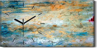 Produktbild von Küche Wohnzimmer Wand Leinwand Uhr Quarz 60x30 abstrakte farbenfrohe Abstraktion - schwarze Hände