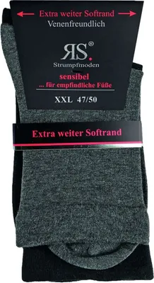 Produktbild von RS Harmony Strumpf ohne Gummi schwarz/grau 2er Pack