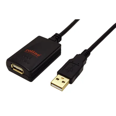 Zdjęcie produktu dla ROLINE 5m USB 2.0 A, 5 m, USB A, USB A, USB 2.0, Męska/Żeńska, Czarny