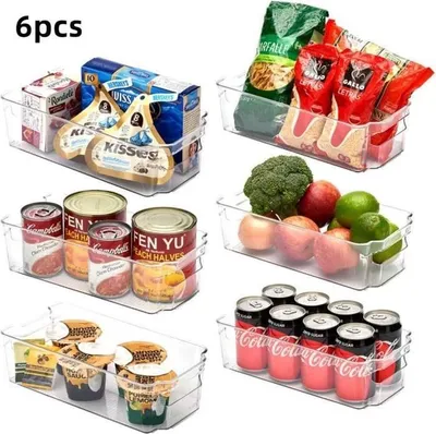Produktbild von 6-teiliges Kühlschrank-Aufbewahrungskorb-Set, Küchenaufbewahrungsbox-Organizer für Küchenschränke und Arbeitsplatten