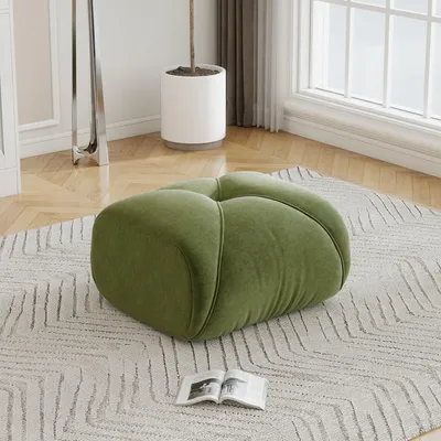 Obrázok produktu pre Elowin, sedacia podložka Chenille, zelená – Ergonomická podložka s výplňou z peny 32D, protišmyková podložka pod nohy do obývačky, 78x76x45 cm
