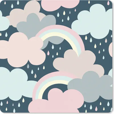 Produktbild von MuchoWow® Mauspad Mousepad Regenbogen - Wolke - Regen - Kinder - Muster 20x20 cm - Mousepads - Maus Mat - Pad - Mausunterlage - Desk Mat - Bureauartikeln