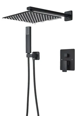 Produktbild von Duscharmatur, zeitgenössischer Stil, wandmontiertes Design, 2 Wege 12 Zoll B