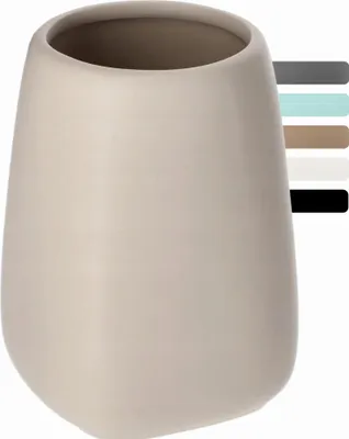 Produktbild von Badbecher für Zahnbürsten - Keramik Zahnputzbecher/Zahnbürstenbecher - Beige