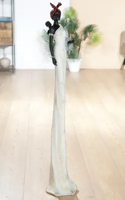 Immagine prodotto di Gilde Figur, donna africana, "Tortuga", resina, marrone, crema, bianco, confezione singola, lunghezza 18 cm, larghezza 20 cm, altezza 104 cm, codice prodotto 36785, codice EAN 4063387367858