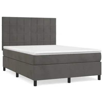 Produktbild von vidaXL Boxspringbett mit Matratze Dunkelgrau 140x200 cm Samt