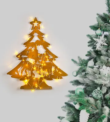 Produktbild von Opviq, XMASGOLD - 024, Dekoratives Wandaccessoire aus Metall, 100 % METALL, Gold, 59 x 70 cm