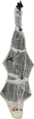 Zdjęcie produktu dla HOMCOM 170 cm Dekoracja na Halloween Mumia na Halloween Wiszący szkielet ze świecącymi oczami, dźwiękami grozy, dekoracja na drzwi wejściowe z pajęczą siecią naturalnej wielkości do użytku wewnątrz i na zewnątrz