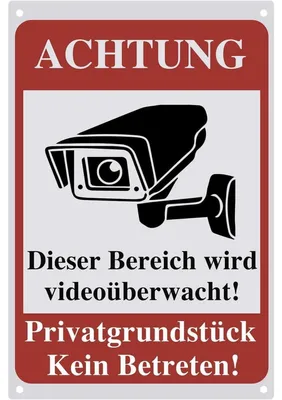 Productafbeelding van Beveiligingsbord voor cameratoezicht, 24 uur, 20x30 cm, aluminium, waarschuwing, wit, model 2328
