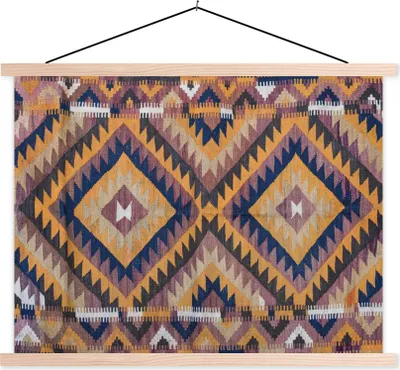 Produktbild von MuchoWow® Textilposter Perserteppich - Muster - Orange 120x90 cm mit holzfarbenen Rahmen - Magnetisch