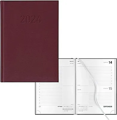 Produktbild von Idena - Buchkalender 2024, DIN A5, basic burgunderrot, 320 Seiten, Hardcover Tagesplaner mit Leseband