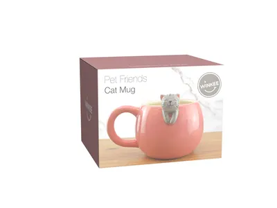 Produktbild von Winkee - Pet Friends Kaffeetasse Katze I Die süße Kaffee-Tasse & Tee-Becher in groß I Cute Coffee Mug I Große Tasse ca. 350 ml