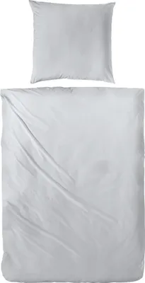 Produktbild von Hahn Unifarbene Baumwoll Bettwäsche 2 tlg. mit Reißverschluss, reaktiv gefärbt weich und waschecht, Grau 155x220 + 80x80 cm
