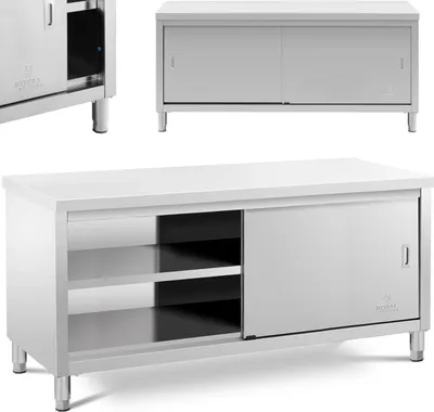 Zdjęcie produktu dla Stół Blat Roboczy Centralny Z Szafką Drzwi Suwane 180 X 70 X 85 Cm