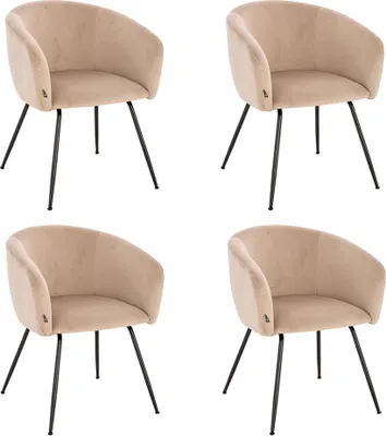 Immagine prodotto di Home Deluxe - Sedia imbottita ARIA - 4 pezzi, colore: beige velluto - imbottitura morbida, carico massimo 120 kg I Sedia da cucina Sedie da pranzo Sedie da sala da pranzo