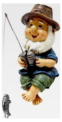 Produktbild von Gartenzwerg Angeln Figur - Harz Gartendekoration - Handgefertigte Figuren für den Außenbereich
