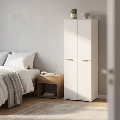 Immagine prodotto di Milani Home - armadio colonna 4 ante 60 x 38 x 174 cm, bianco, truciolare bilaminato,  Italy