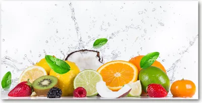 Produktbild von Tulup Glas-Bild -140x70- Wandkunst Dekorative Wand für Küche & Wohnzimmer - Essen & Getränke - Obst Wasser - Mehrfarbig