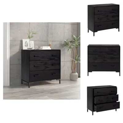 Image de vidaXL Commode Noir 75x35x70 cm Pin massif - Commodes