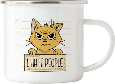 Produktbild von I hate People Emaille Tasse Katze Morgenmuffel Lustig Schlechte Laune Katzenliebhaberin