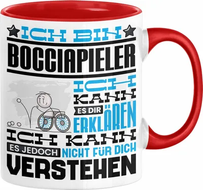 Produktbild von Bocciapieler Geschenk Kaffee-Tasse Geschenkidee für Bocciapieler Ich Bin Bocciapieler Ich Kann Es Dir Erklären Jedoch Nicht Für Dich Verstehen Spruch Lustig (Rot)