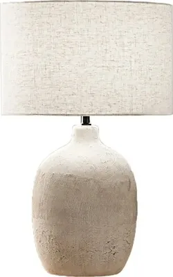 Zdjęcie produktu dla Lampa stołowa ceramiczna Perenz, kolor beżowy z abażurem z tkaniny, średnica 35 cm, wysokość 55 cm, żarówka 1xE27 maks. 60W nie jest dołączona.
