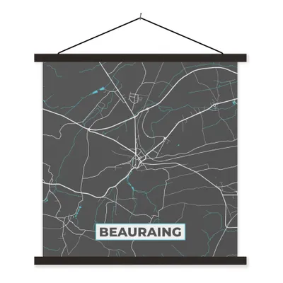 Obrázek produktu pro MuchoWow® Textilní plakát - Belgie - Beauraing - Mapa města - Modrá - Mapa - 120x120cm - S černými lamelami