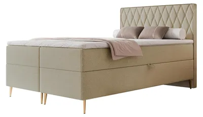 Produktbild von Boxspringbett PONTI II 120x200 Rautensteppung Bettkasten Bonellmatratze Beige