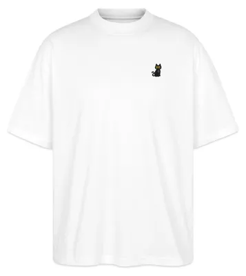 Produktbild von Spreadshirt Schwarze Katze Bestickt Oversize Uni T-Shirt, L, Weiß