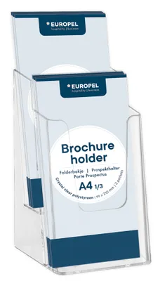 Obrázok produktu pre EUROPEL  350105 EUROPEL Tisch-Prospekthalter, 1/3 DIN A4, 2 Fächer, glasklar