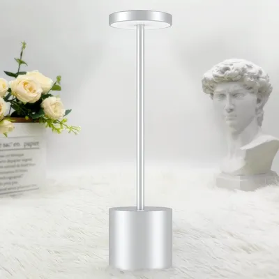 Produktbild von LED Nachtlichter Akku Tischlampe Kabellos, 1800 mAh Batterie mit 3 Beleuchtungsmodi Dimmbar Tischlampe,LED Tischleuchte Nachttischlampe,silbrig