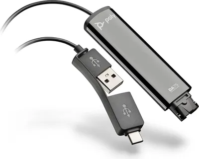 Produktbild von HP Poly DA75 USB-zu-QD-Adapter TAA, Schnittstellenadapter, 38 g, Schwarz