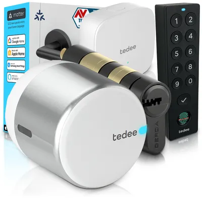 Immagine prodotto di tedee GO2 Alu Serratura Smart WiFi | Impronta Digitale, Accesso Remoto, Cilindro Classe 6 Antieffrazione | Matter, Alexa, Google, Apple HomeKit