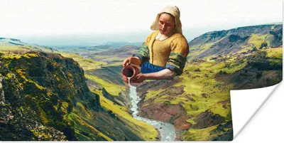 Produktbild von MuchoWow® Poster Milchmädchen - Vermeer - Natur 80x40 cm - Wanddeko