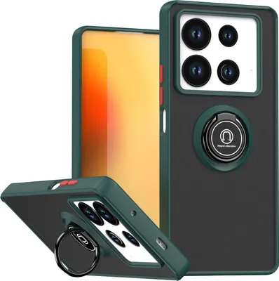 Produktbild von Hülle für Infinix Note 40 4G Matte Transluzent TPU Stoßfest Schutzhülle mit Ring Halter Ständer dunkelgrün