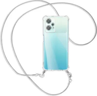 Produktbild von Handykette Backcover-Schutzhülle mit Band (Metall silberfarben) für OnePlus Nord CE 2 Lite 5G (CPH2381) - silberfarbene Snake-Kette